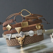 Trendy party look with classy bracelets made of DQ leather