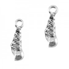 Metal Charm Shell 18x52mm Antique silver