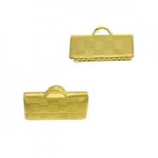 DQ metal Ribbon crimp end 10x7mm Gold