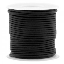 Round DQ leather cord 1 mm Black - vintage finish