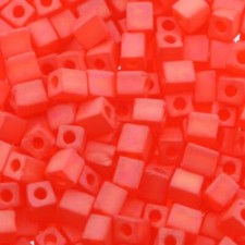 Miyuki Squares - Würfel 4mm - Transparant orange matte AB SB-138FR