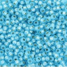Miyuki rocailles Perlen 11/0 -  Silverlined alabaster dyed aqua 11-647