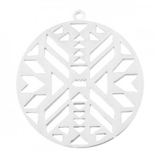 Metal pendant Bohemian round with eyelet 25mm Silver