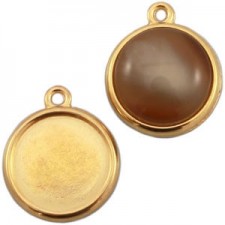 DQ Metal charm with setting 1 eyelet for 12mm cabochon Gold