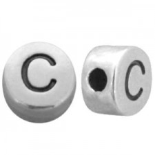 DQ metal alphabet bead letter C Antique silver