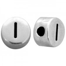 DQ metal alphabet bead letter I Antique silver