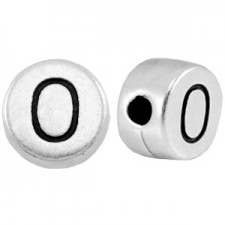 DQ metal alphabet bead letter O Antique silver
