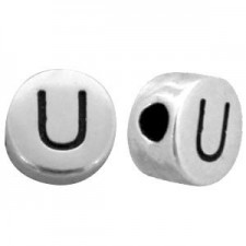 DQ metal alphabet bead letter U Antique silver