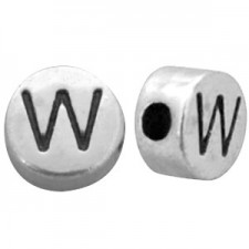 DQ metal alphabet bead letter W Antique silver