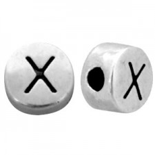 DQ metal alphabet bead letter X Antique silver