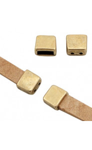 DQ metal end cap (Ø5x2mm) with 2 stringing holes Antique bronze
