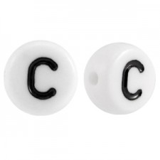 Acrylic alphabet beads letter C White