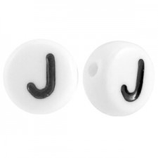 Acrylic alphabet beads letter J White