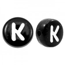 Acrylic alphabet beads letter K Black