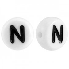 Acrylic alphabet beads letter N White