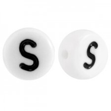 Acrylic alphabet beads letter S White