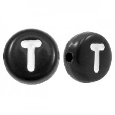 Acrylic alphabet beads letter T Black