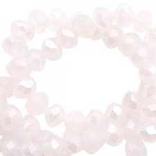 Faceted glass beads 4x3mm rondelle Light rose alabaster pink-pearl high shine coating