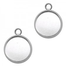 Metal Charm with setting Ø12mm Antique silver 