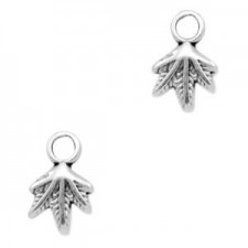 DQ metal charm Leaf Antique Silver