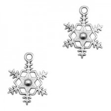 DQ metal charm Snowflake Antique Silver