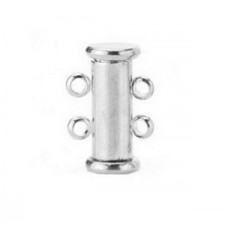 Metal magnetic slide clasp 2x2 eyelets Silver