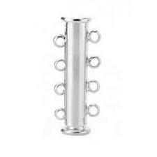 Metal magnetic slide clasp 2x4 eyelets Silver