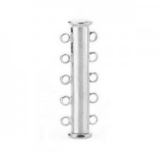 Metal magnetic slide clasp 2x5 eyelets Silver