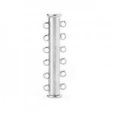 Metal magnetic slide clasp 2x6 eyelets Silver