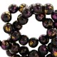 Gold leaf look Glass Beads 4mm Black gold-cherish pink