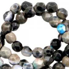 Faceted natural stone beads disc 3mm Anthracite grey