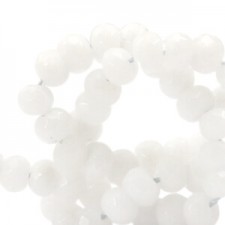Faceted natural stone beads disc 6mm Off white