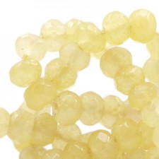 Faceted natural stone beads disc 6mm Jonquil yellow