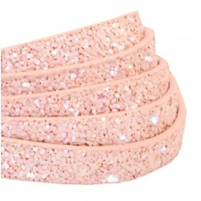 Flat 10mm artificial leather with Glitter Salmon pink