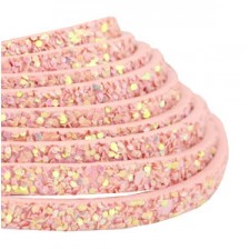 Flat 5mm artificial leather with Glitter Light vintage pink