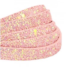 Flat 10mm artificial leather with Glitter Light vintage pink