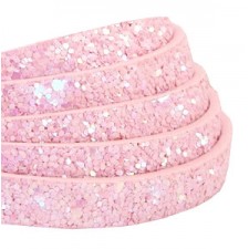 Flat 10mm artificial leather with Glitter Pink
