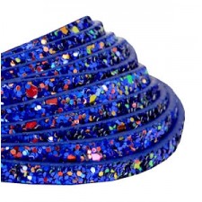 Flat 5mm artificial leather with Glitter Cobalt blue