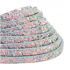 Flat 5mm artificial leather with Glitter Light blue-grey