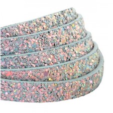Flat 10mm artificial leather with Glitter Light blue-grey