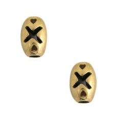 DQ Metal bead with X 8x5mm Antique bronze
