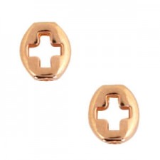 DQ Metal bead with Cross 9x7mm Rosegold