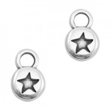 DQ metal charm 6mm Star Antique Silver