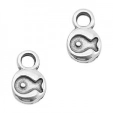 DQ metal charm 6mm Fish Antique Silver