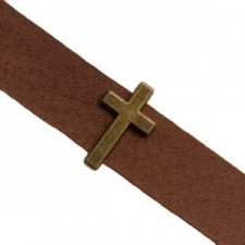 Metall schieber Perle Kreuz für 10mm Flach Draht / Leder Antik Bronze