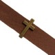 Metall schieber Perle Kreuz für 10mm Flach Draht / Leder Antik Bronze