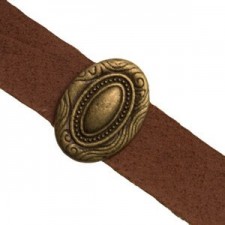 Metall schieber Perle Deco Oval für 10mm Flach Draht / Leder Antik Bronze