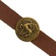 Metall schieber Perle rund mit Pferd für 10mm Flach Draht / Leder Antik Bronze