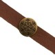 Metall schieber Perle rund mit Schneeflocke für 10mm Flach Draht / Leder Antik Bronze