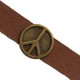 Metall schieber Perle "Peace" für 10mm Flach Draht / Leder Antik Bronze